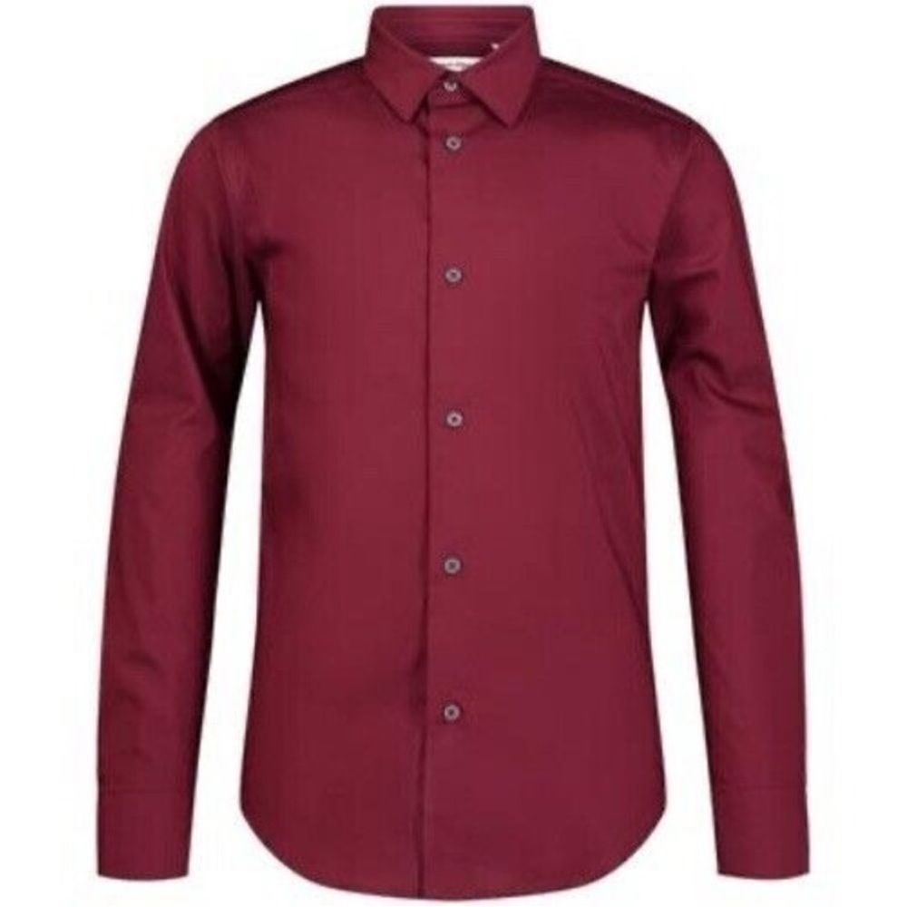 Calvin Klein Big Boys Cabernet‎ Long Sleeve Stretch Button Down Size 16 regular�